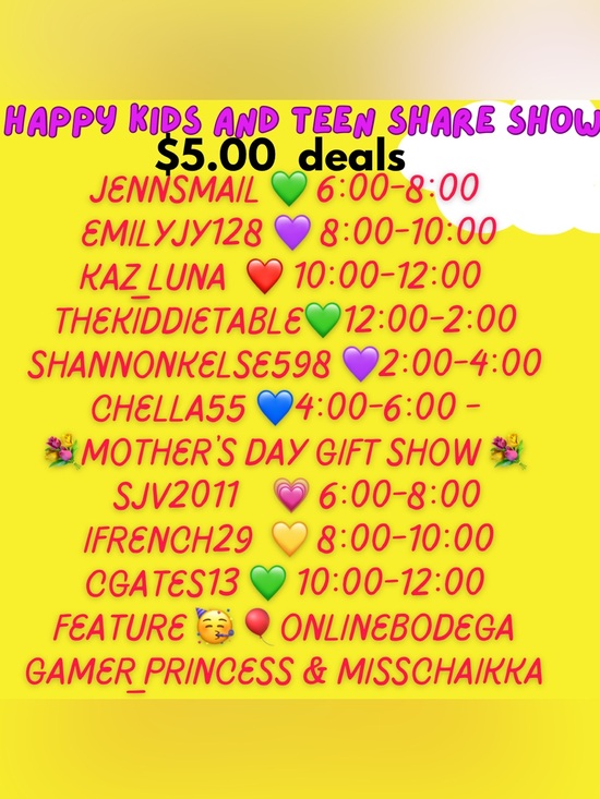 Other - Kids and teen first share show every Thursday! 
Let’s get you what you need!